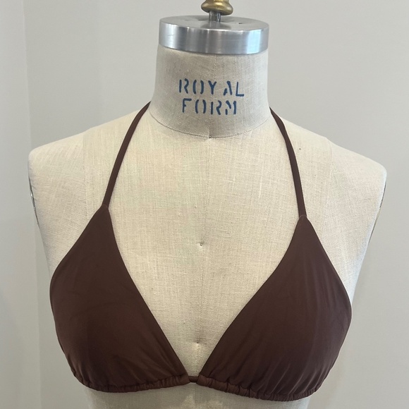Chocolate brown shiny bikini top - Picture 1 of 3